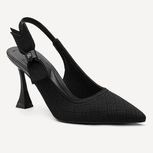 New Cosy Island EverLush Black Bowknot Pointed Toe Heeled Slingback Size 10